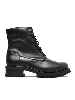 New! La Canadienne Womens Caterina Leather Combat Boots Black Size 11 DD509A
